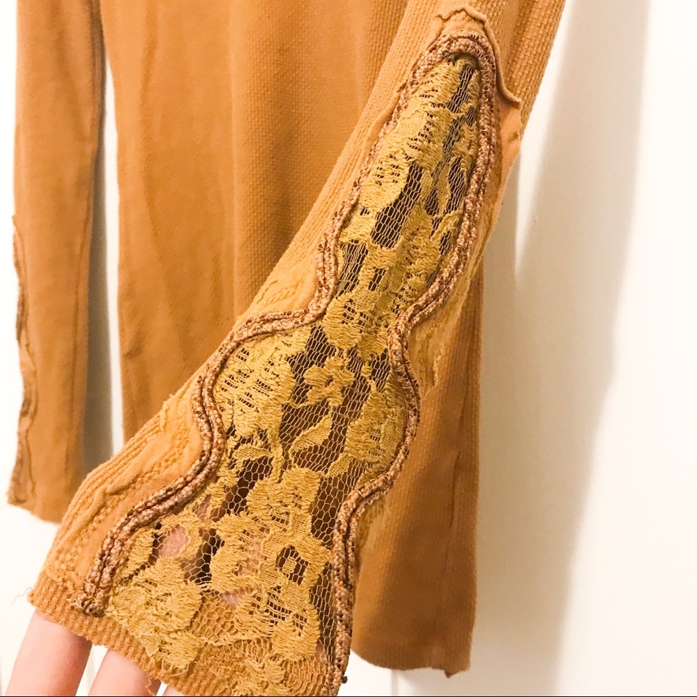 Free People thermal with lace cuffs